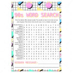 90S Word Search Game | 90S Edition | 90S Party Games Regarding 90S Music Word Search Printable