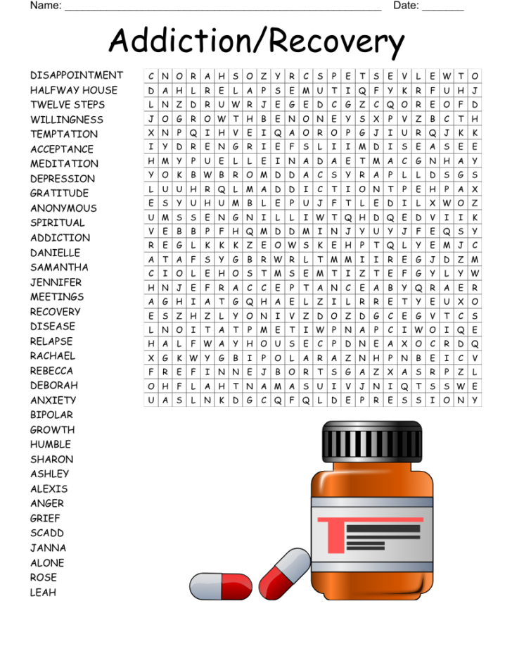 Substance Use Word Search Printable