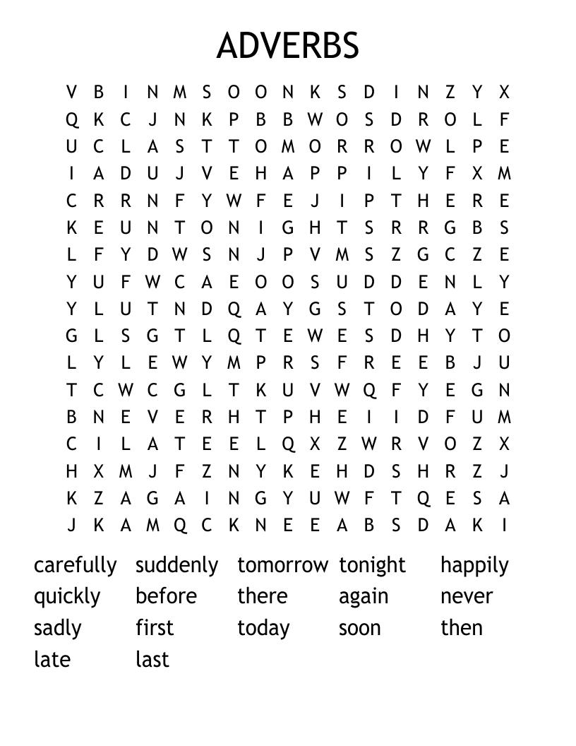 Adverbs Word Search - Wordmint regarding Free Printable Word Search Puzzles Adverbs