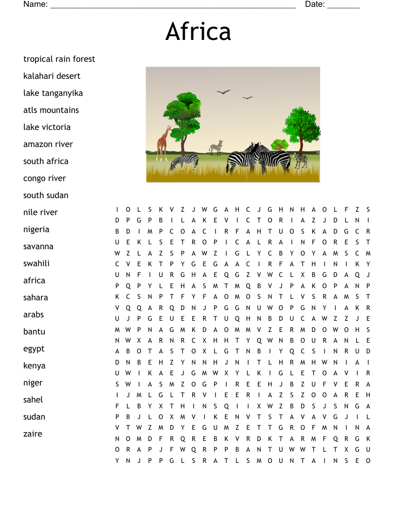 African Countries Word Search - Wordmint intended for Free Printable Word Search Puzzles African Countries