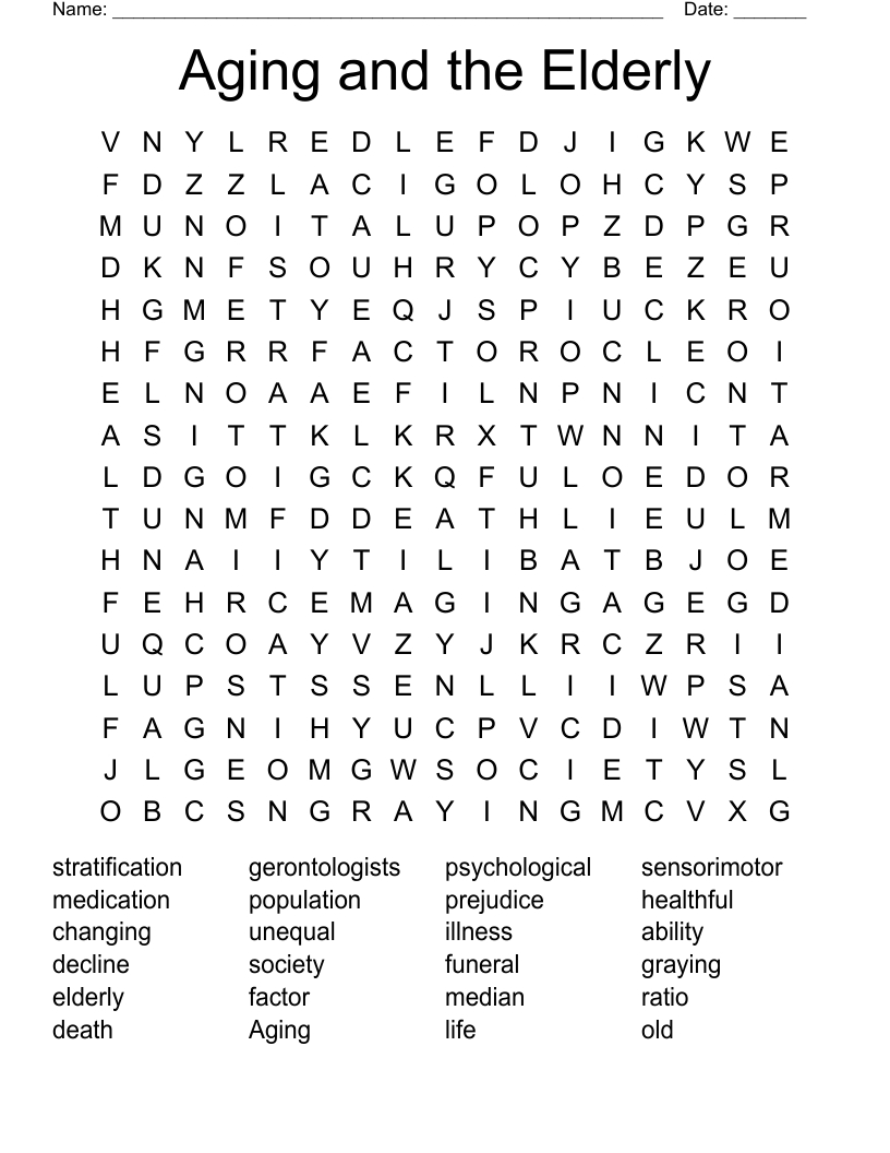 Aging And The Elderly Word Search - Wordmint regarding Printable Word Search For Elderly