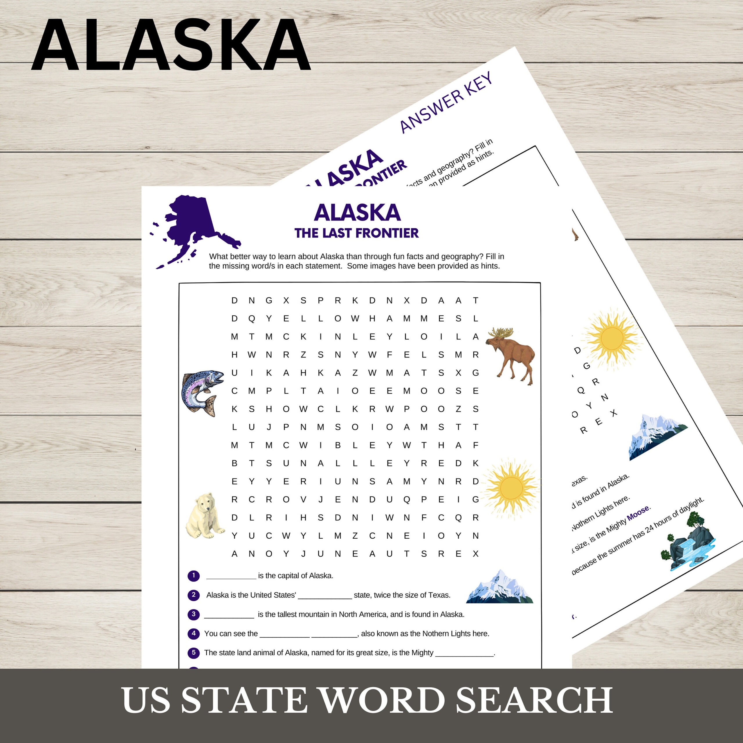 Alaska Sate Word Search | Kids Word Search | Printable Puzzles for Free Printable Alaska Word Search