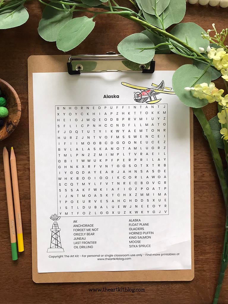 Alaska Word Search Coloring Page {Free Printable Download!} - The with Free Printable Alaska Word Search