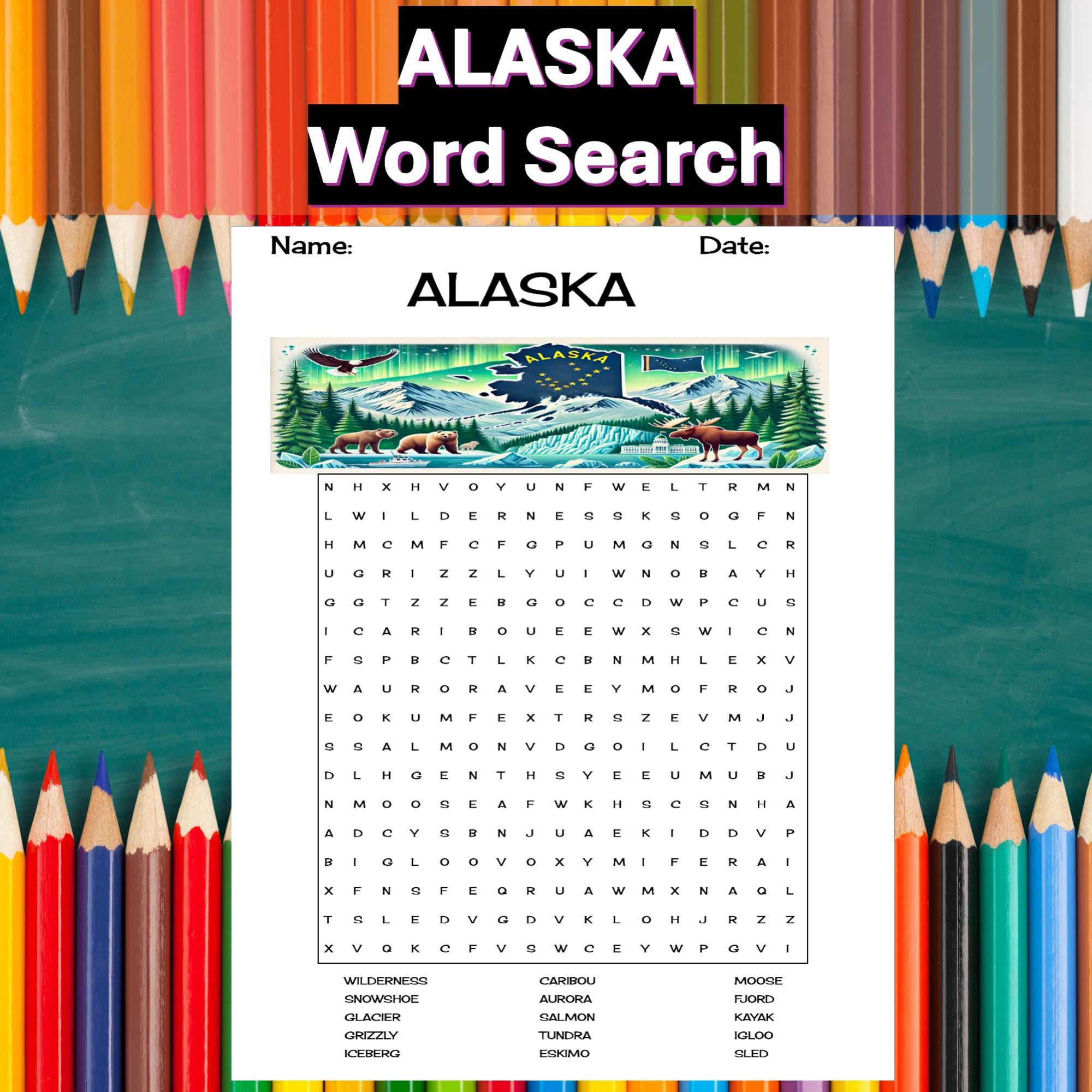 Alaska Word Search Puzzle And Answer Key|Us States Worksheet within Free Printable Alaska Word Search