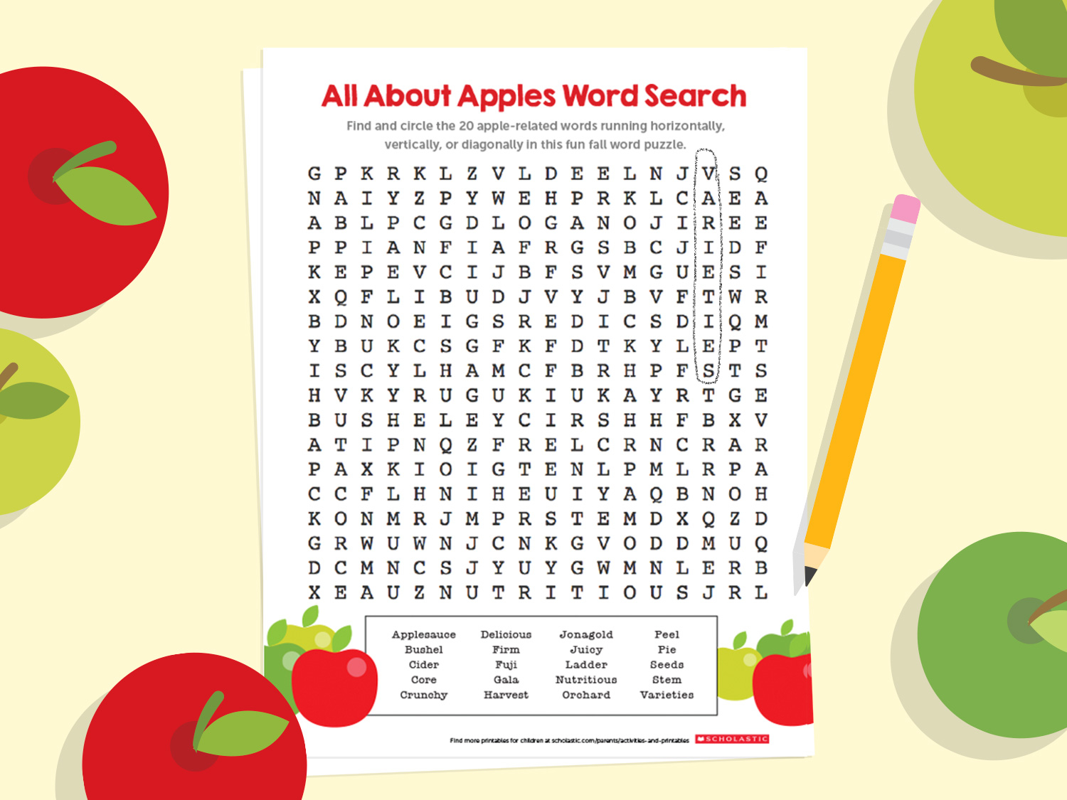 All About Apples Word Search Puzzle For Fall for Apple Word Search Printable Free