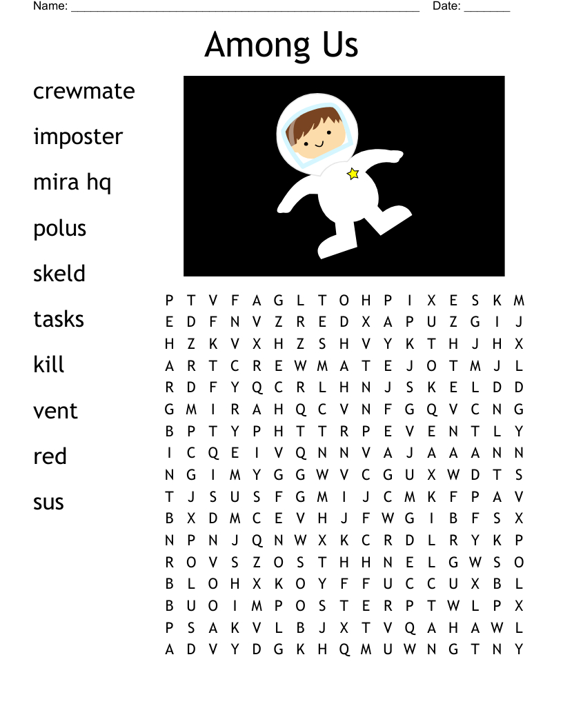 Among Us Word Search - Wordmint throughout Among US Word Search Printable