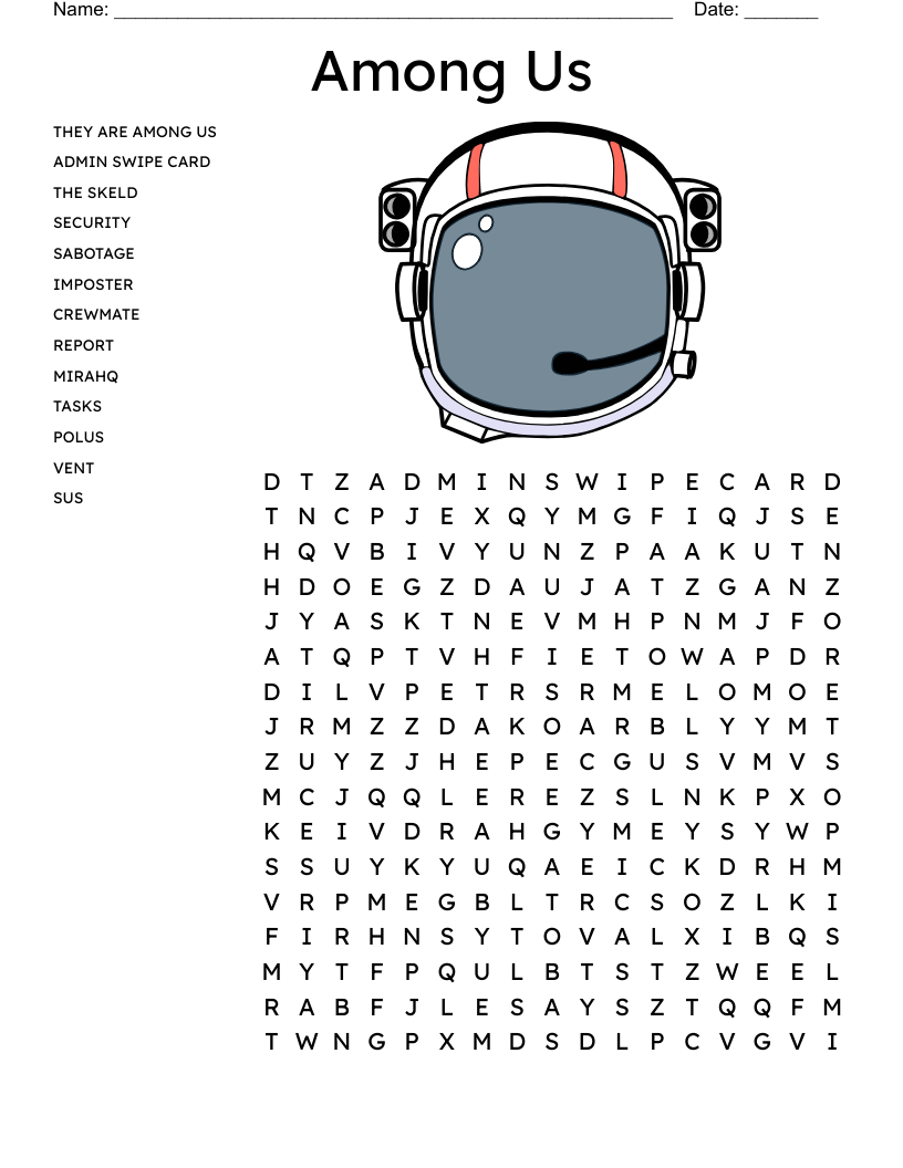 Among Us Word Search - Wordmint within Among Us Word Search Printable