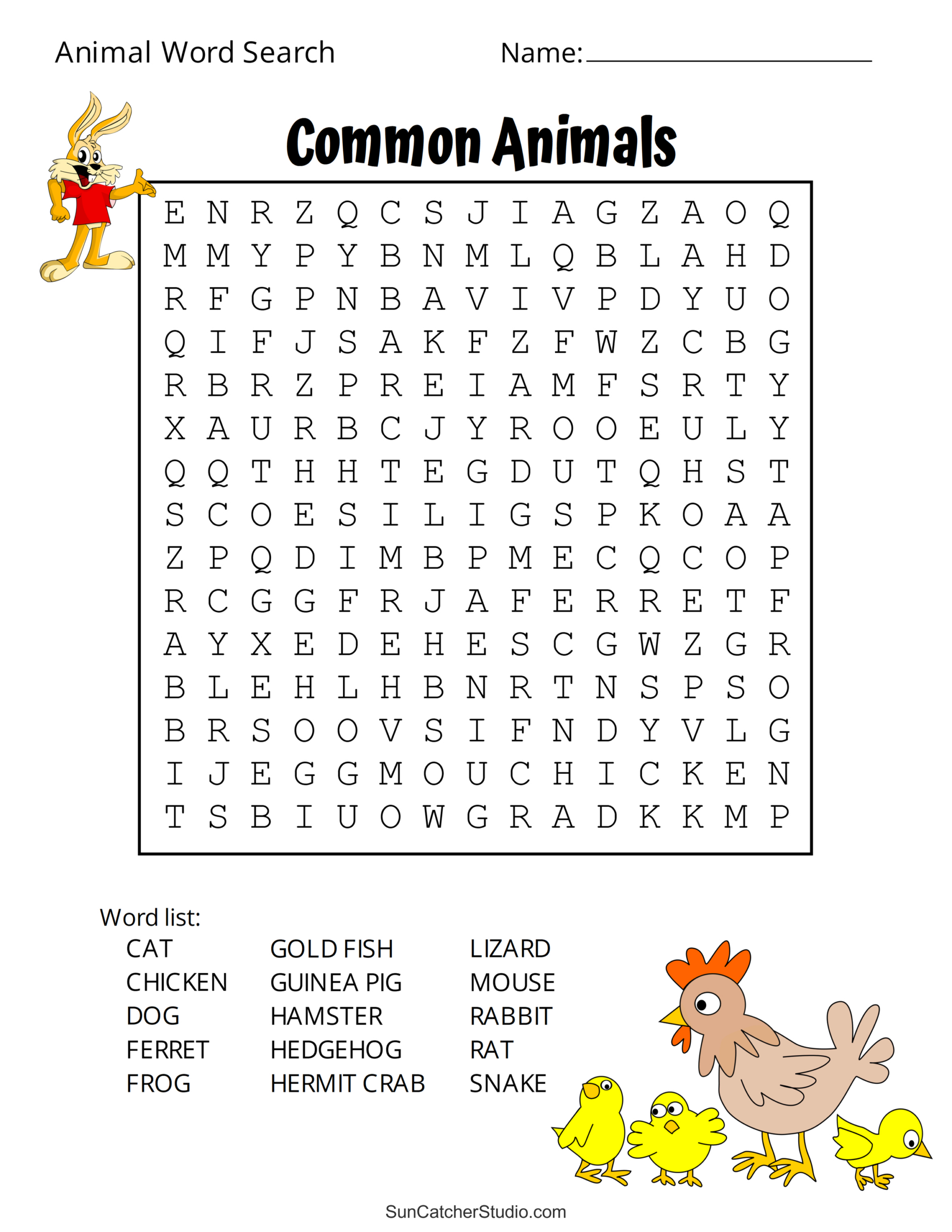 Animal Word Search (Free Printable Dog, Pet, Dinosaur Puzzles inside Word Search Printable Animals