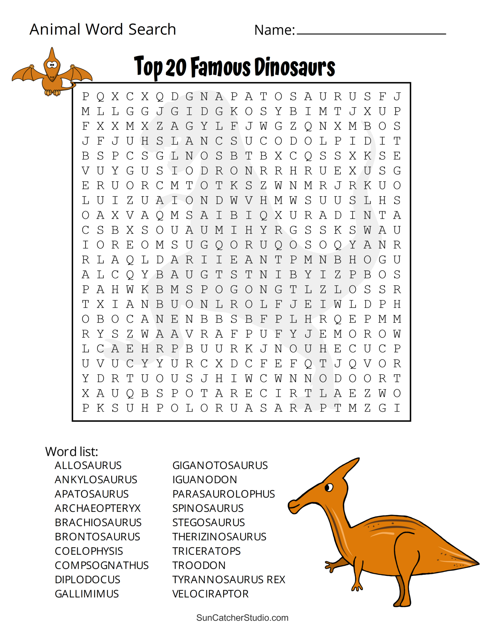 Animal Word Search (Free Printable Dog, Pet, Dinosaur Puzzles with Word Search For 10 Year Old Printable