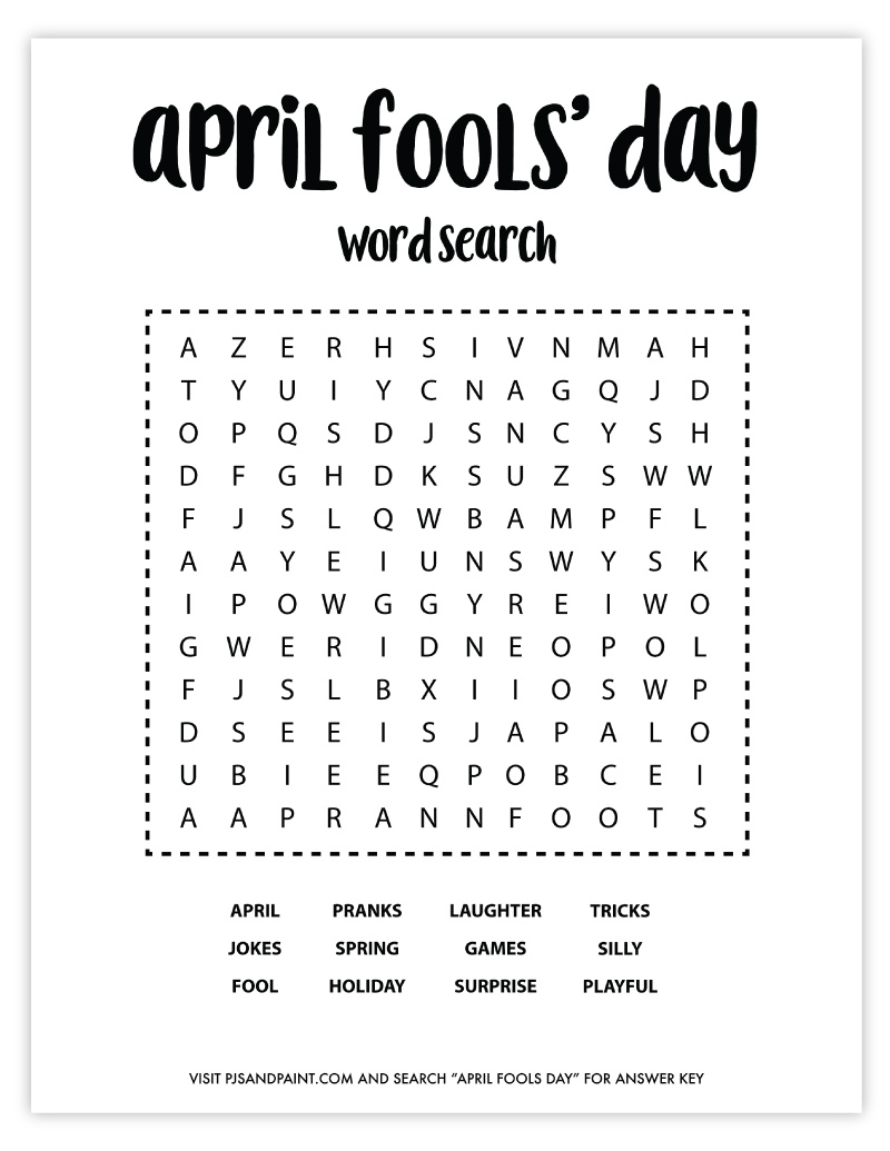 April Fools&amp;#039; Day Word Search - Prank Game, Unsolvable - Pjs And Paint throughout Fake Word Search Printable