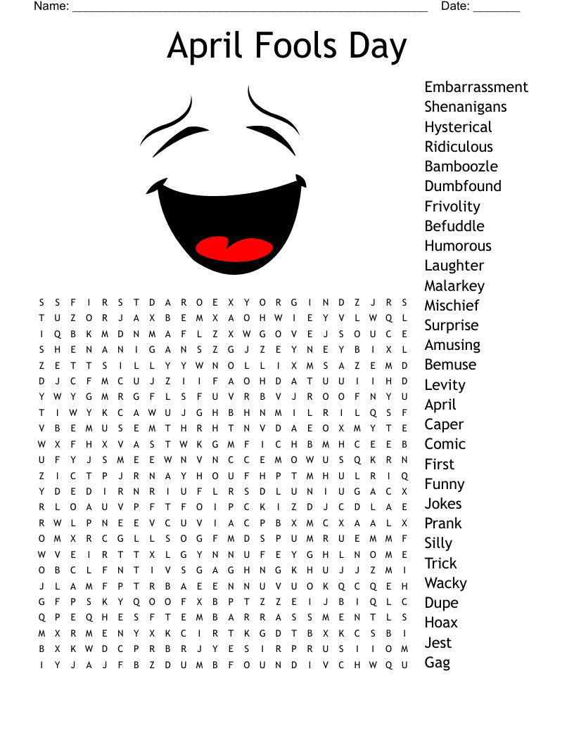 April Fools Day Word Search - Wordmint regarding Printable April Fools Word Search