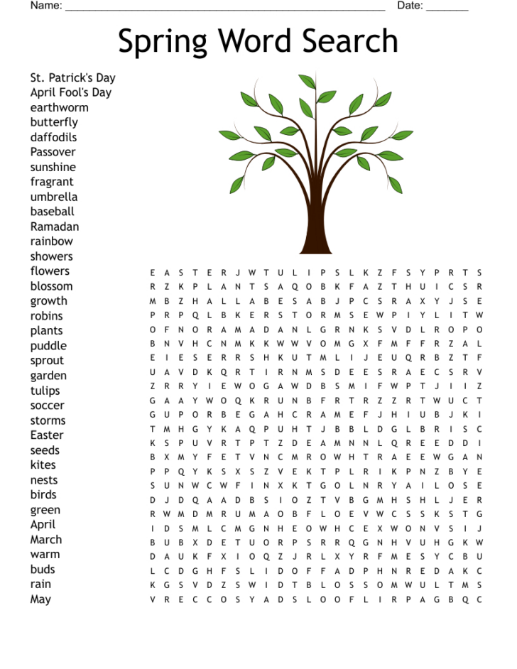 Printable April Word Search