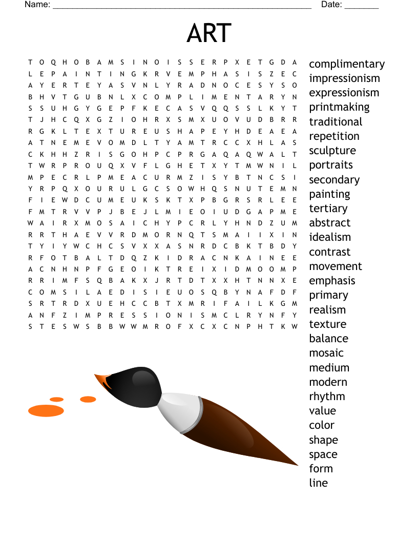 Art Word Search - Wordmint with regard to Art Word Search Printable