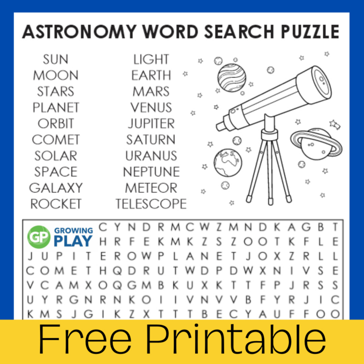 Free Printable Word Search Puzzles Astronomy