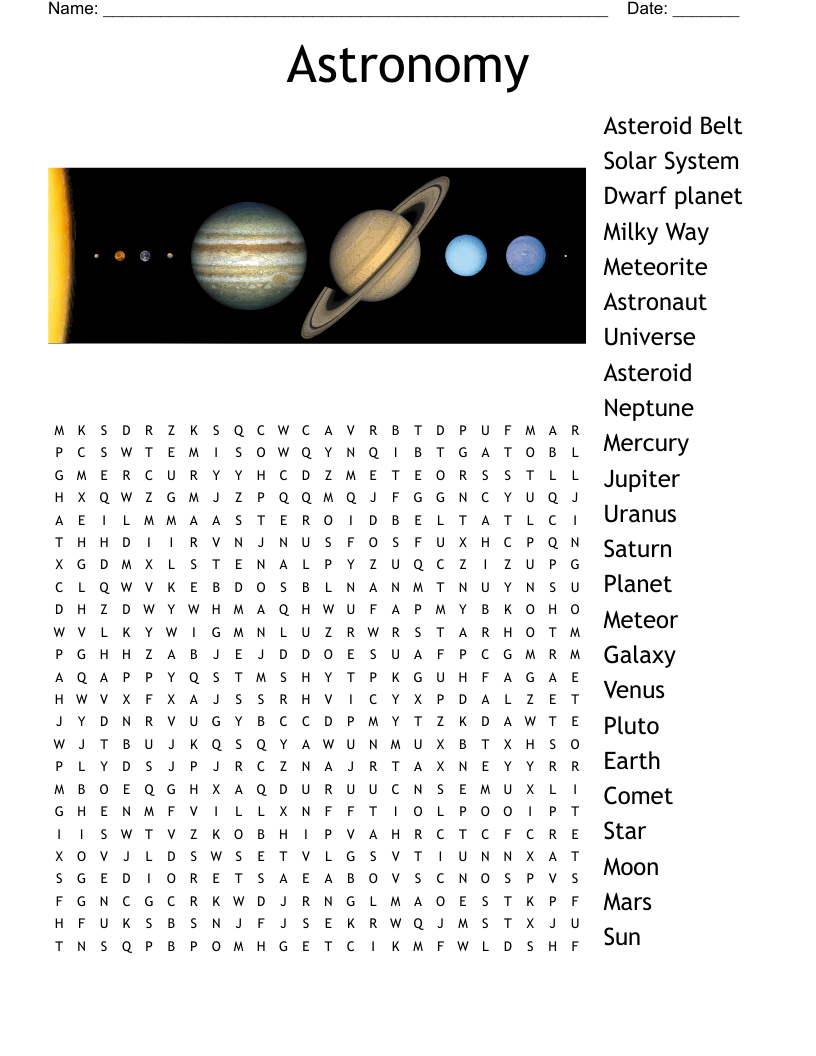 Astronomy Word Search - Wordmint within Printable Word Search Astronomy
