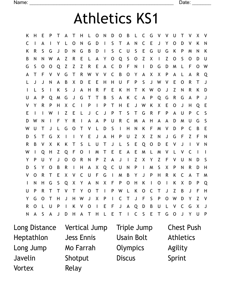 Athletics Ks1 Word Search - Wordmint for Ks1 Word Search Printable