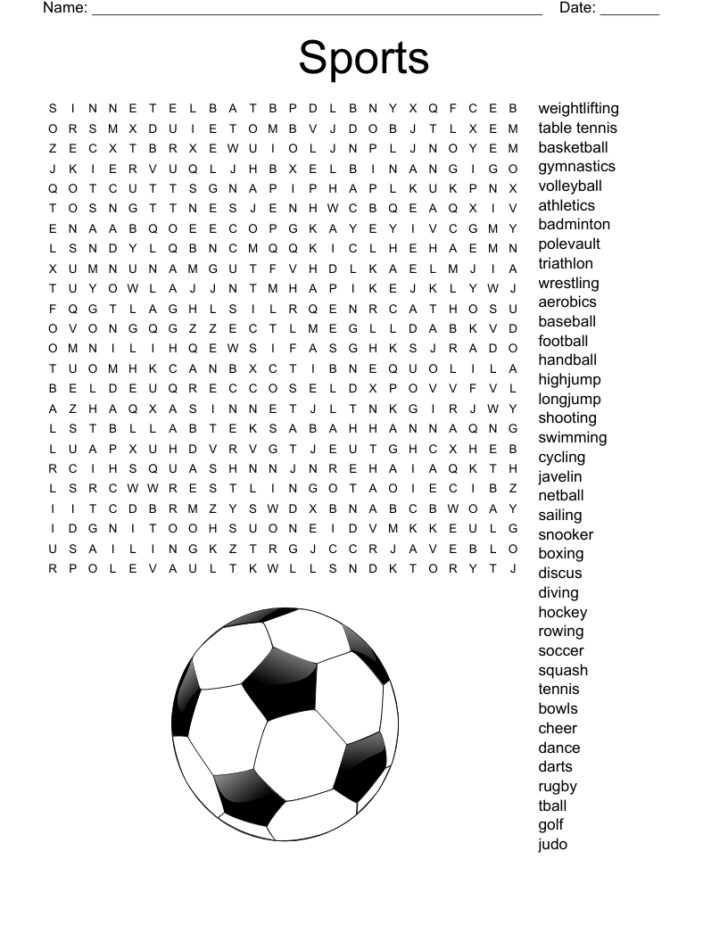 Sports Word Search Puzzles Printable