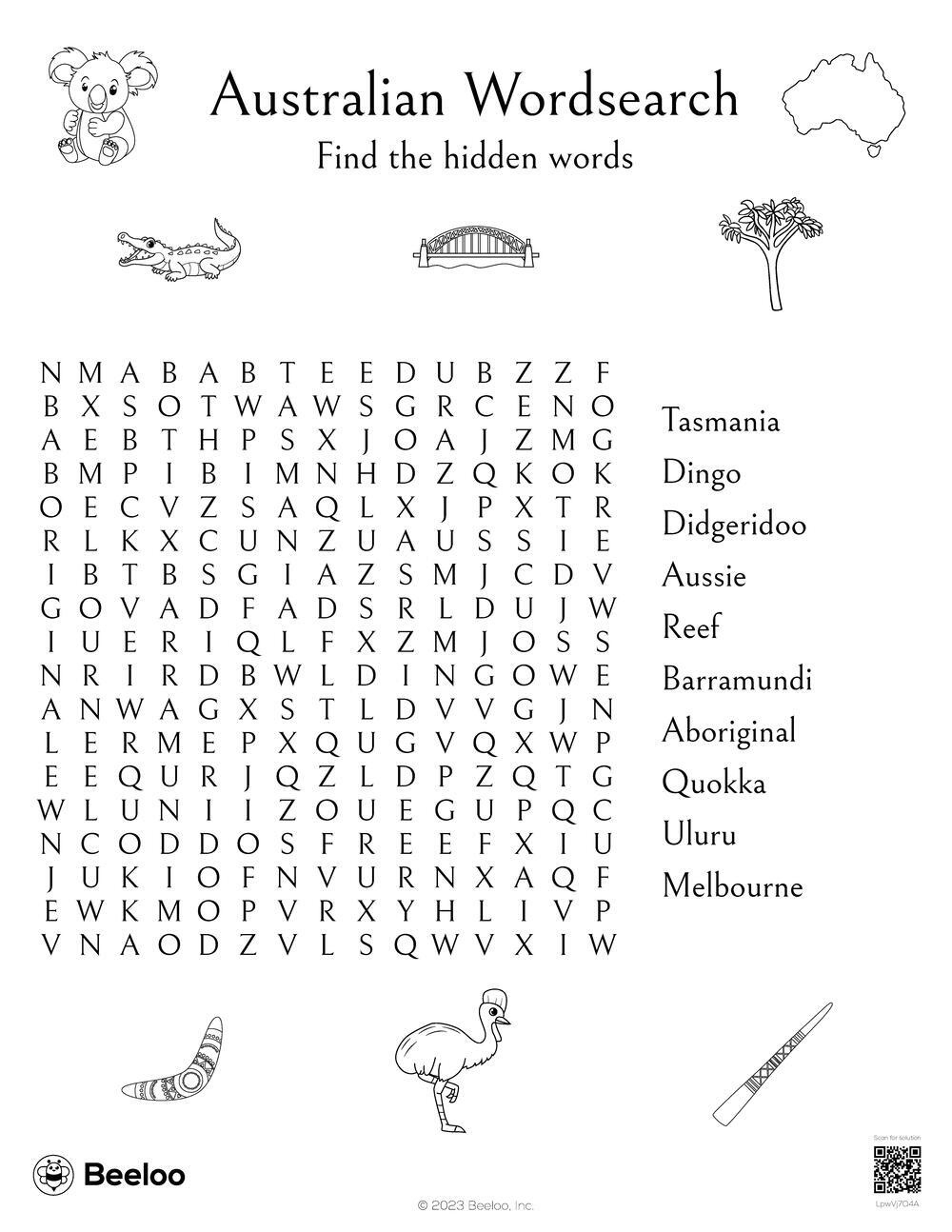Australian Wordsearch • Beeloo Printable Crafts And Activities For inside Free Printable Word Search Australia