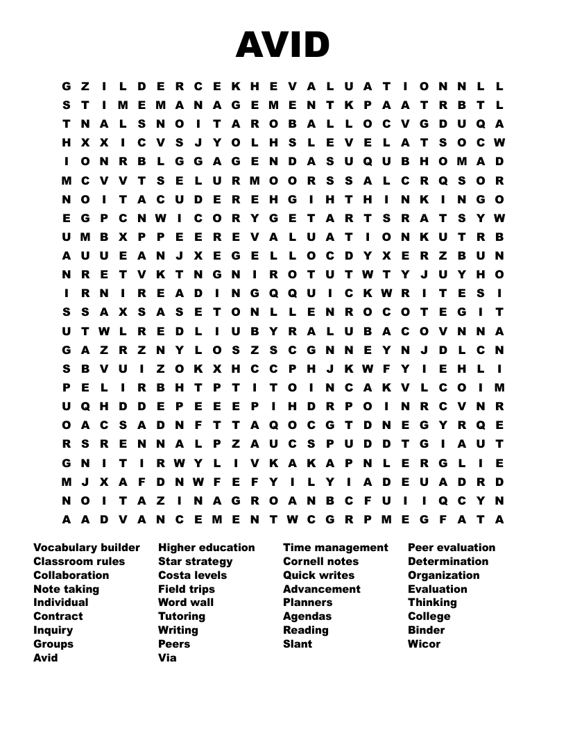 Avid Word Search - Wordmint regarding Printable Word Searches Middle School