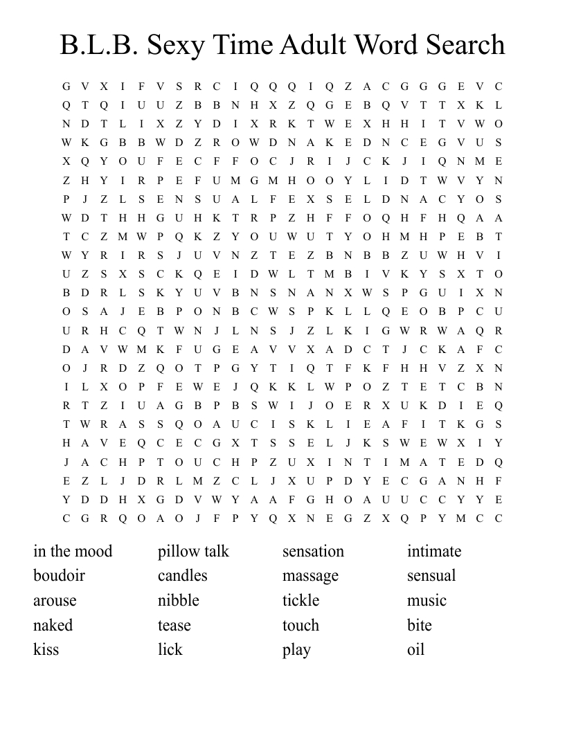 B.l.b. Sexy Time Adult Word Search - Wordmint for Fun Printable Word Search Puzzles For Adults