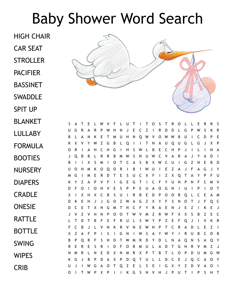 Baby Shower Crossword - Wordmint in Free Printable Word Search Puzzles For Baby Shower