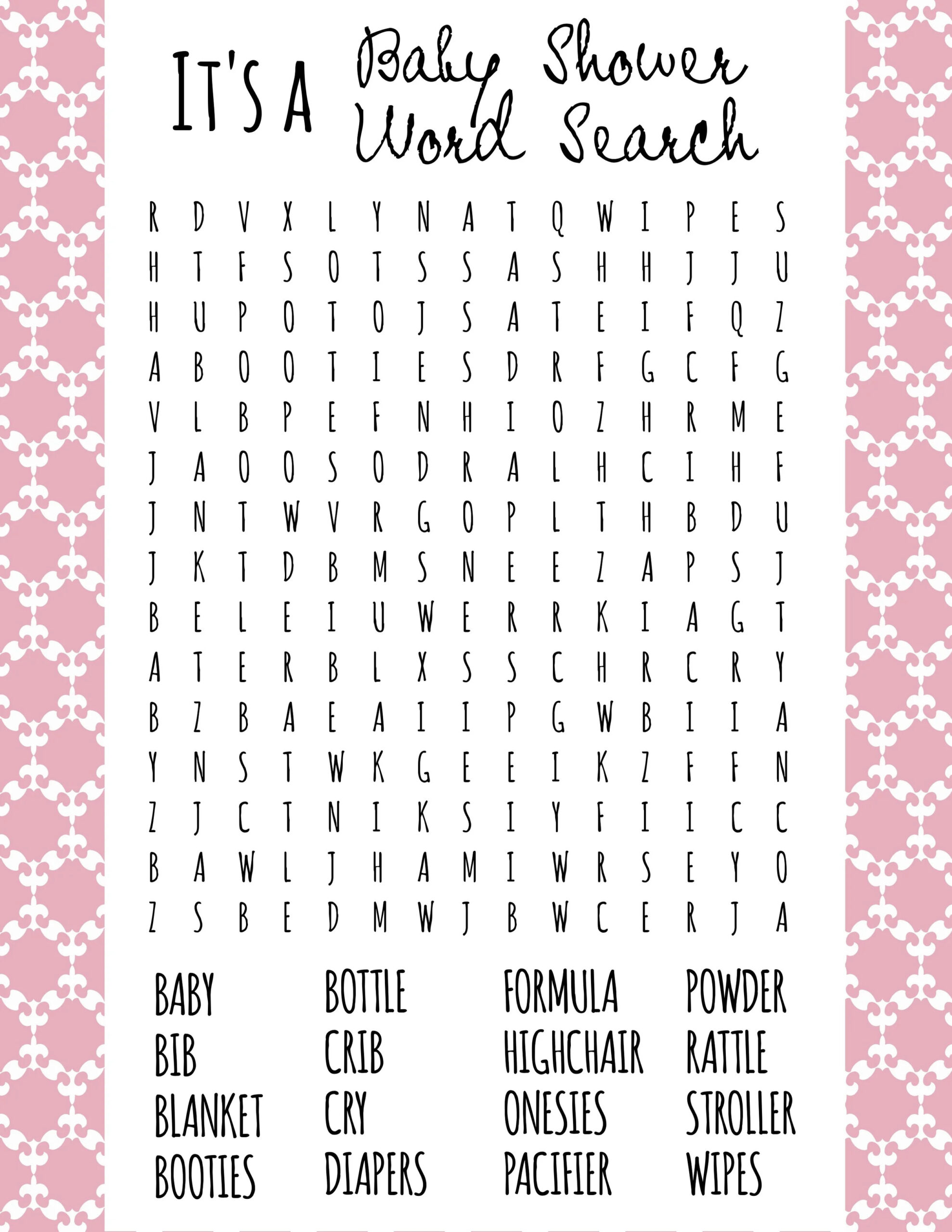 Baby Shower Word Search Printable Sales for Baby Shower Word Search Free Printable