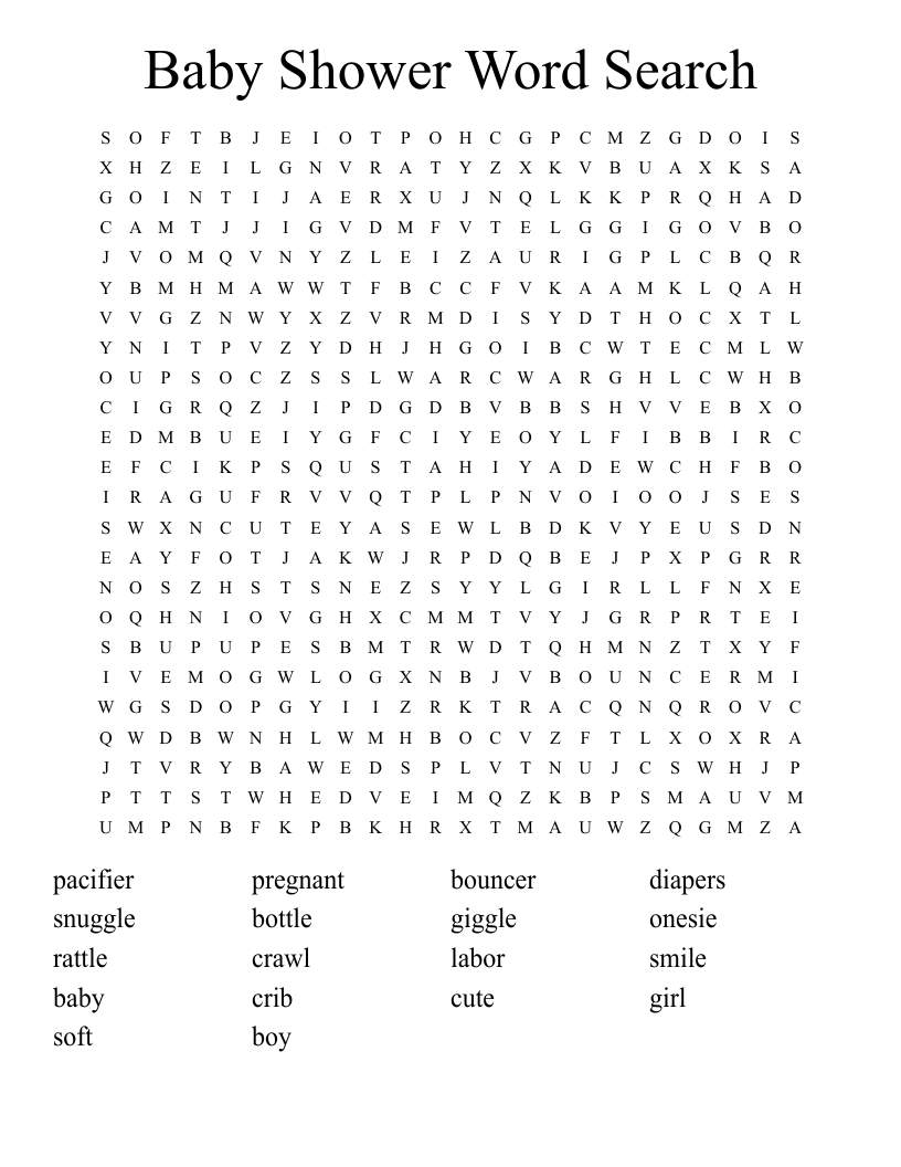 Baby Shower Word Search - Wordmint for Free Printable Word Search Puzzles For Baby Shower