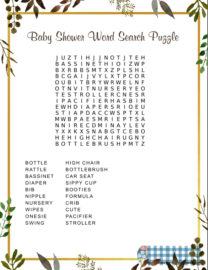 Free Printable Word Search Puzzles For Baby Shower