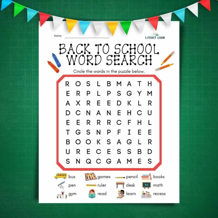 Free Printable Word Search Puzzles Back To School