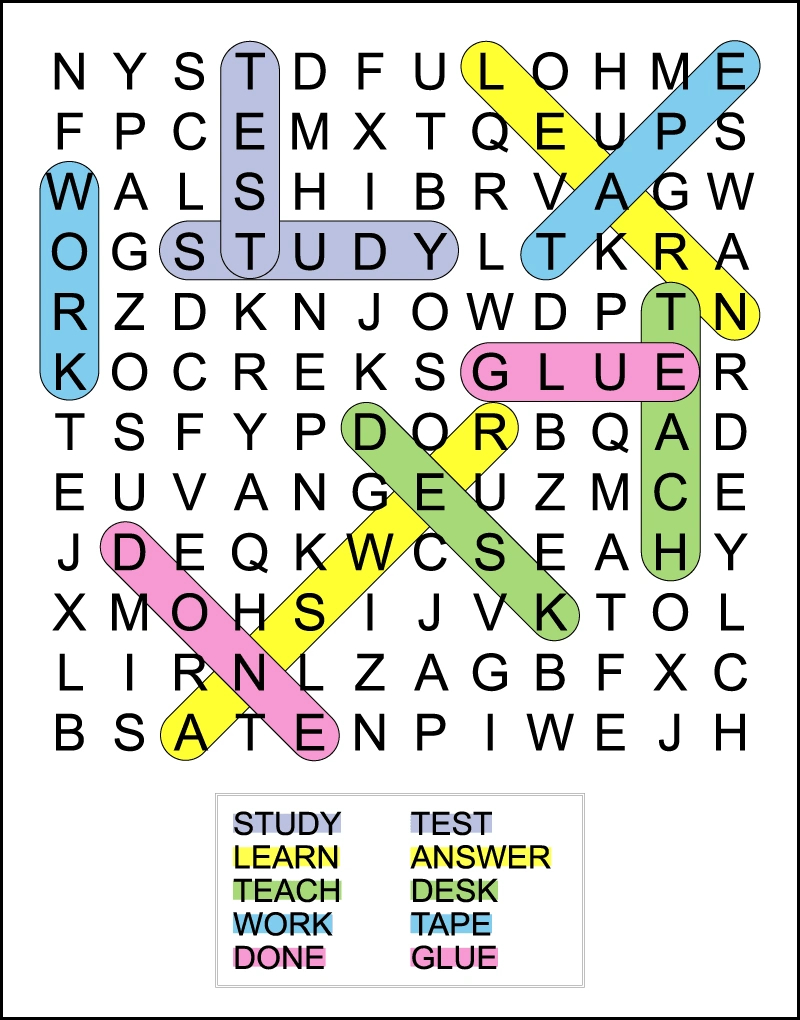Back To School Word Search Puzzles For Kids throughout Back To School Free Printable Word Search Answer Key