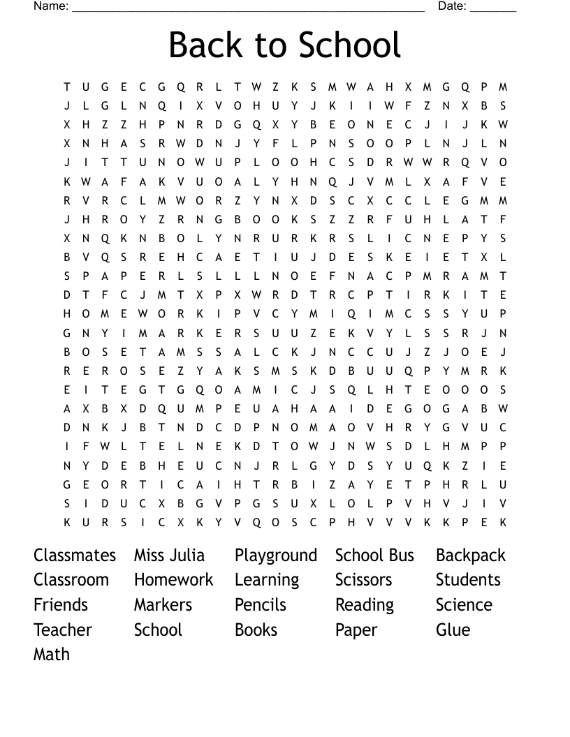 Back To School Word Search - Wordmint regarding Printable Word Search For Primary School