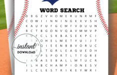 Baseball Word Search Game, Baseball Printable Game, Game Pdf with Baseball Printable Word Search