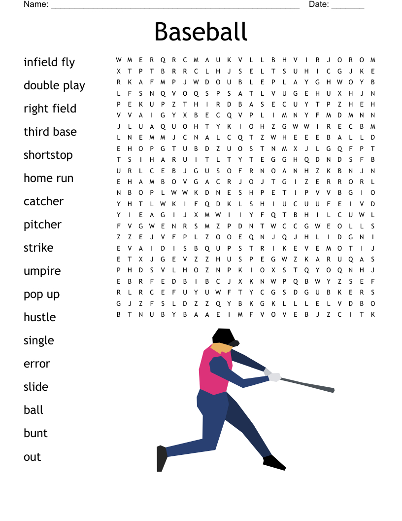 Baseball Word Search - Wordmint in Free Printable Word Search Puzzles Baseball