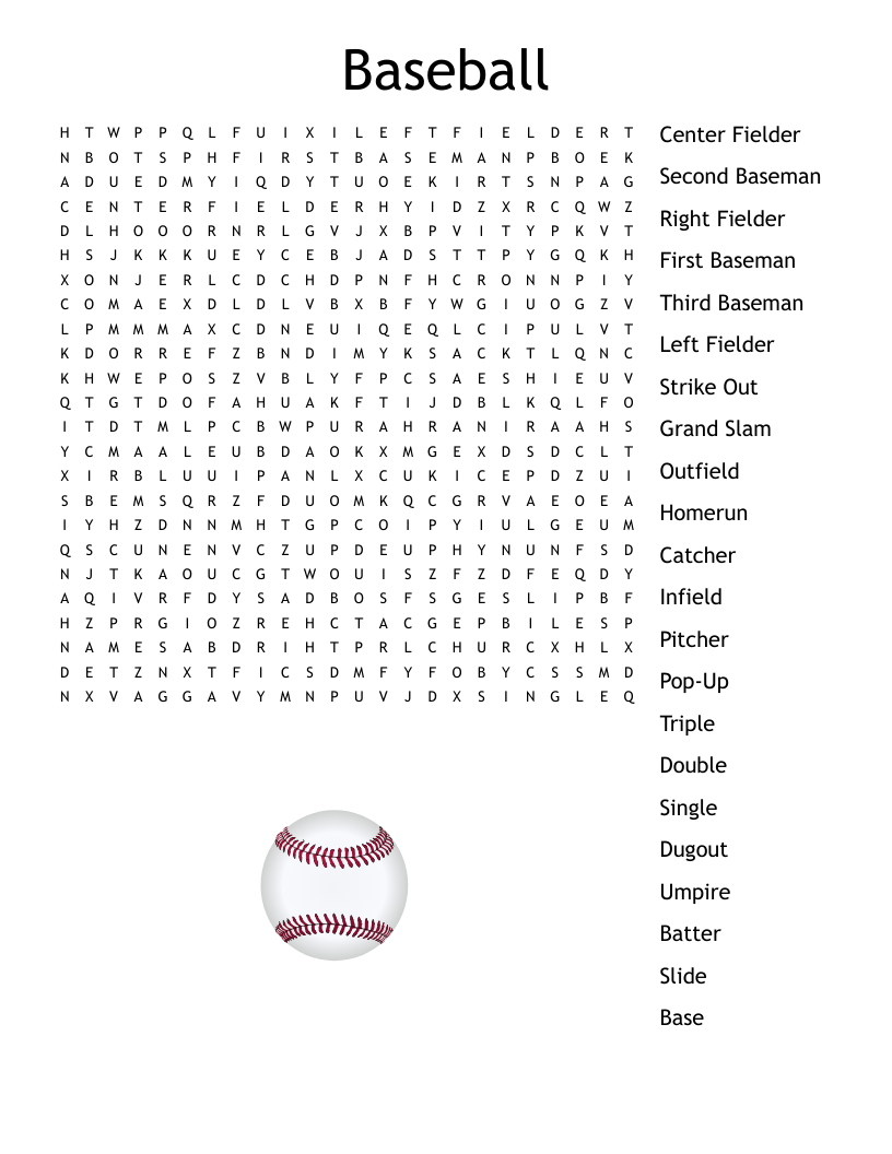 Baseball Word Search - Wordmint throughout Printable Baseball Word Search
