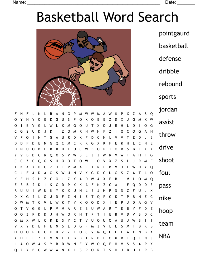 Basketball Word Search - Wordmint in Free Printable Word Search Puzzles Basketball