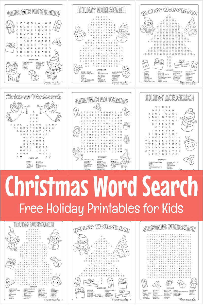 Best Free Printable Christmas Word Search Puzzles For Kids pertaining to Word Search Homemade Gifts