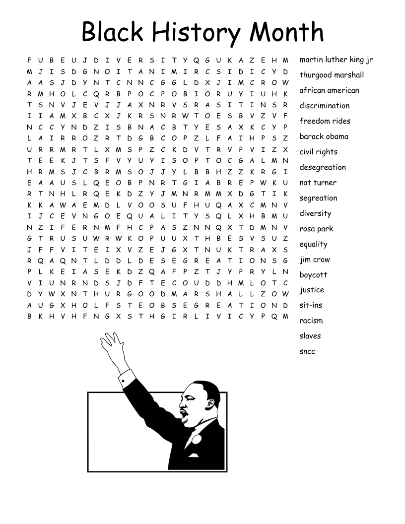 Black History Month Word Search - Wordmint regarding Black History Word Search Free Printable