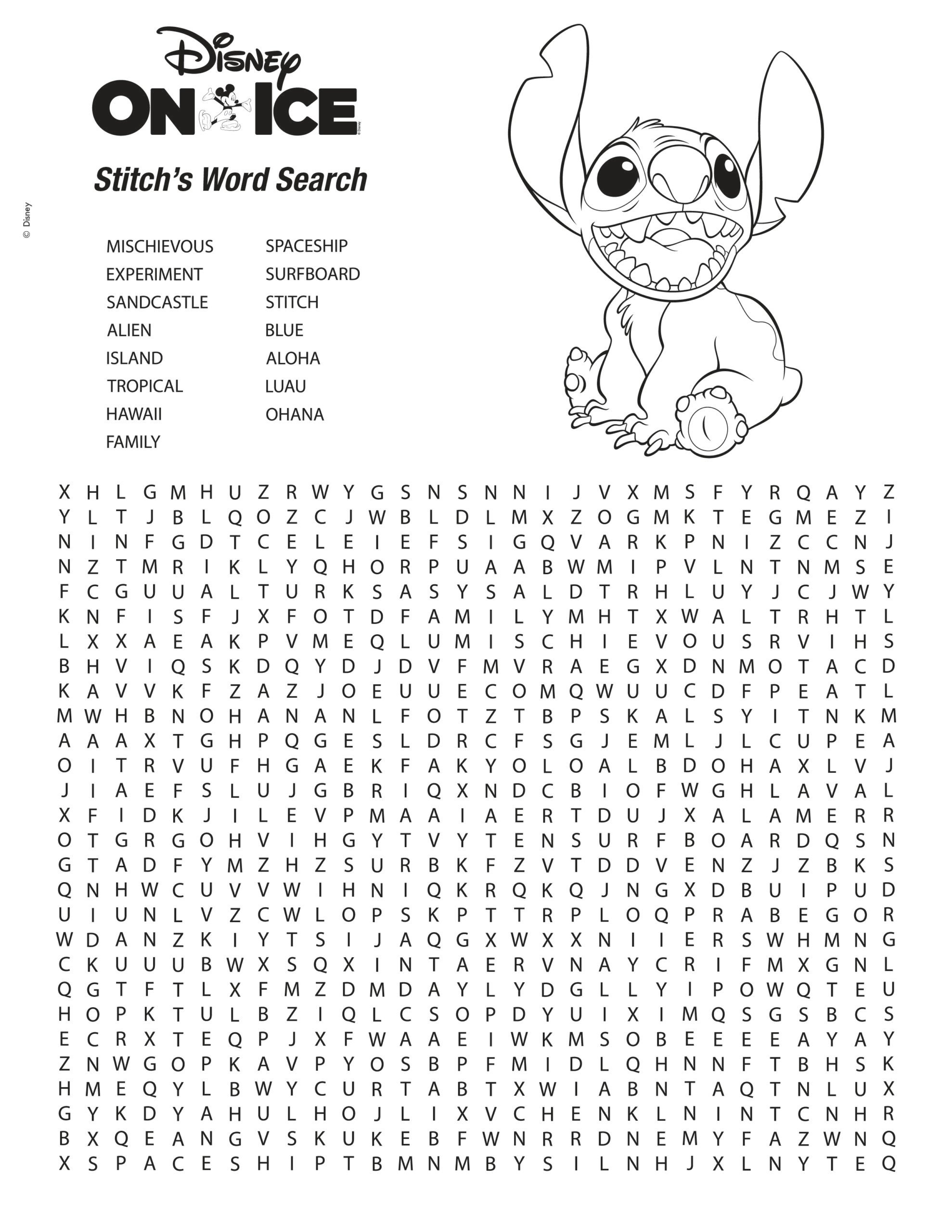 Blast Off Into Fun With Our Stitch Activity Sheets! | Fun | The inside Stitch Word Search Printable