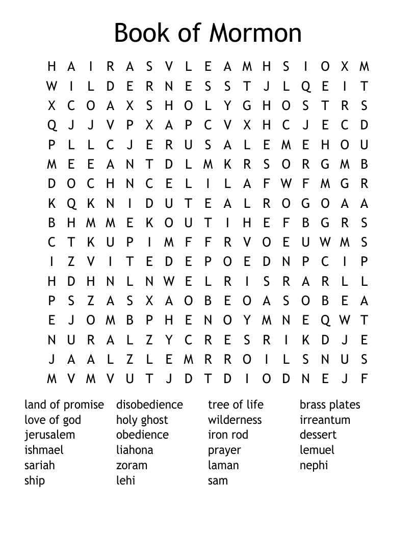 Book Of Mormon Word Search - Wordmint inside Lds Word Search Printable