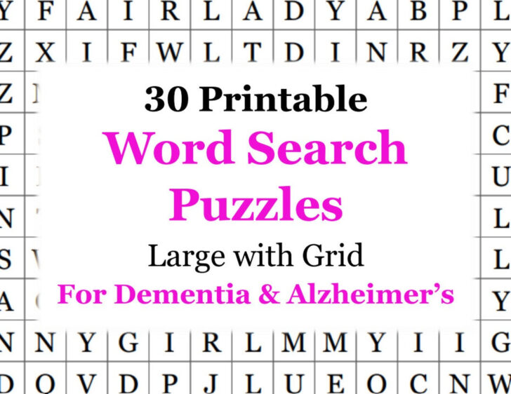 Printable Word Search For Dementia Patients