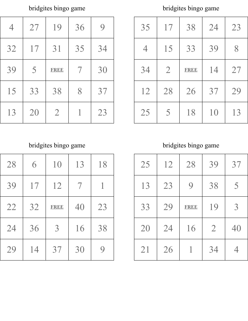Bridgites Bingo Game - Wordmint in 100 Word Searches Printable Gridgit