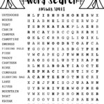 Camping Word Search Puzzle With Answer Sheet, Camping Games In Printable Camping Word Search