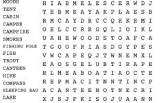 Camping Word Search Puzzle With Answer Sheet, Camping Games with Printable Word Search Puzzles Ca