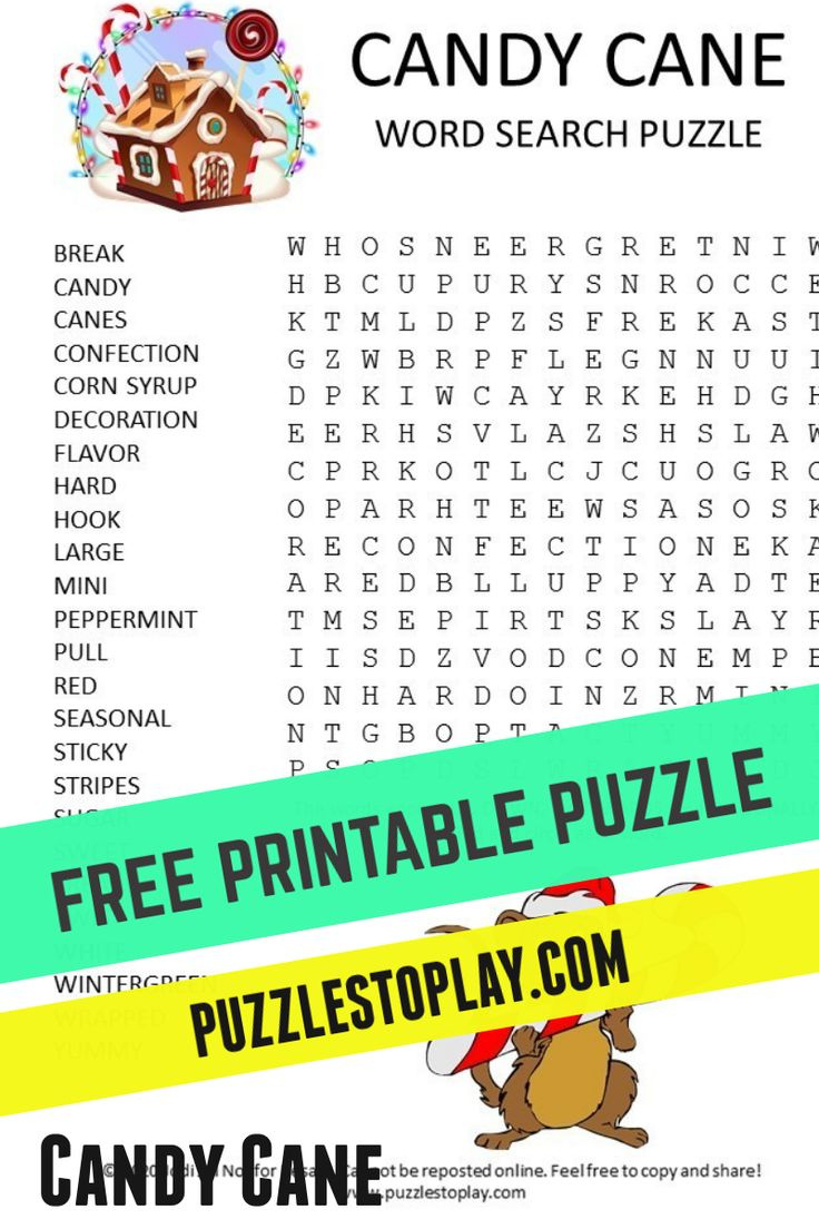 Candy Cane Word Search Puzzle pertaining to Free Printable Word Search Puzzles Candy