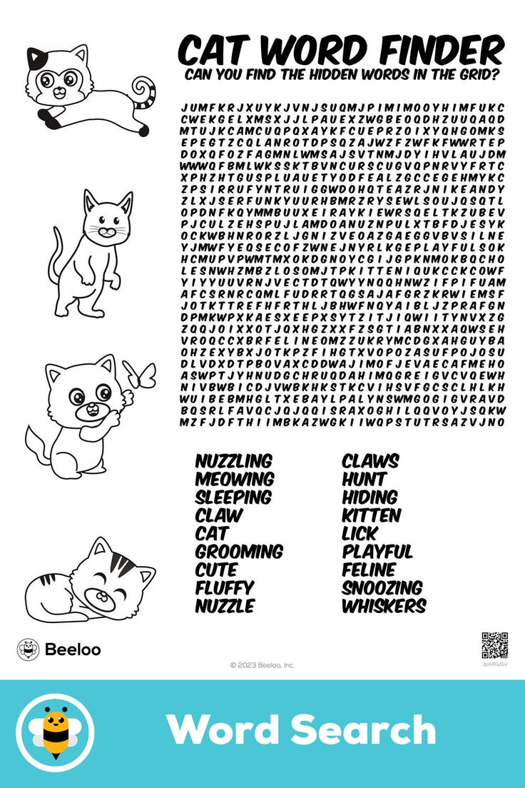 Cat Word Finder with regard to Cat Word Search Printable