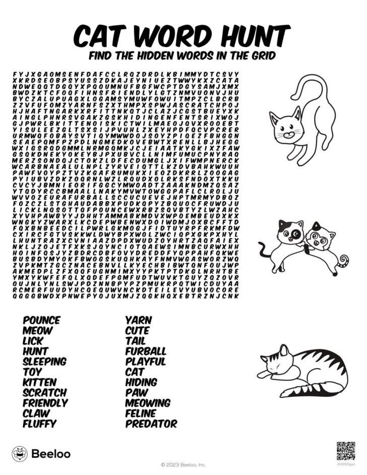 Printable Word Search Cats
