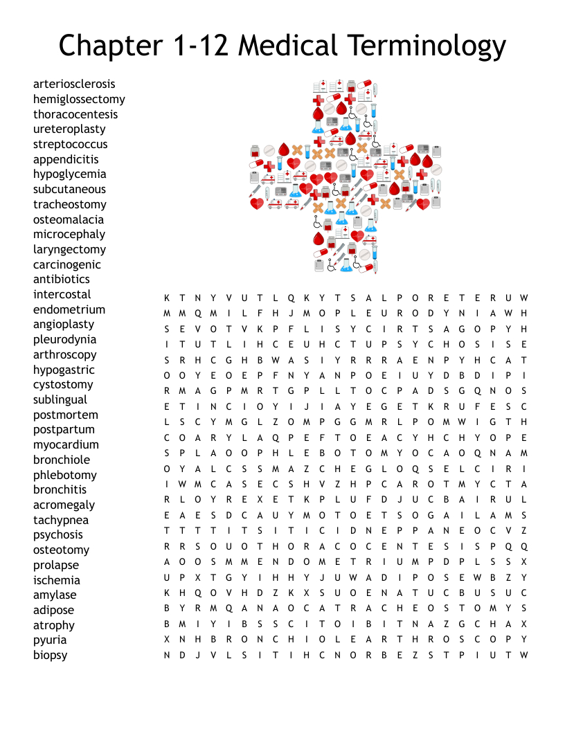 Chapter 1-12 Medical Terminology Word Search - Wordmint in Medical Word Searches Printable