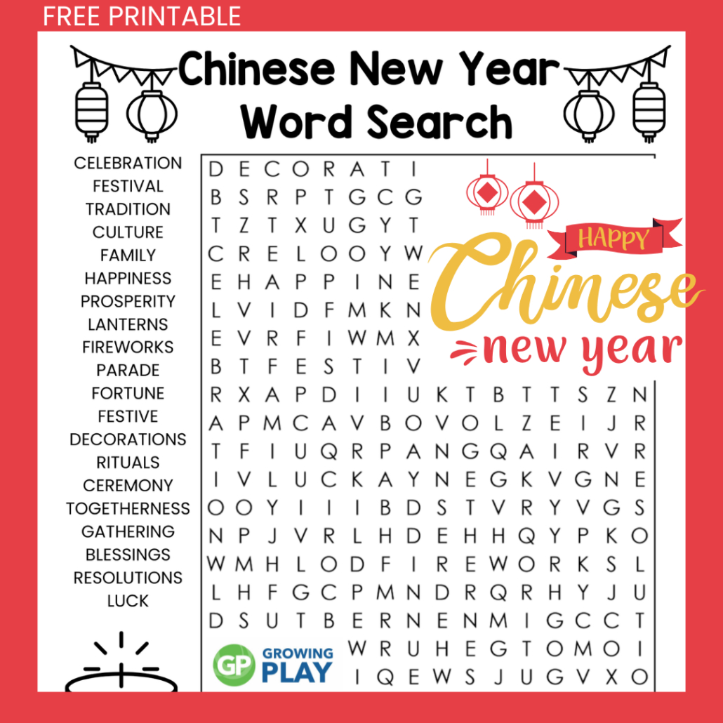 Chinese New Year Word Search - Free Printable - Growing Play within Chinese New Year Word Search Printable