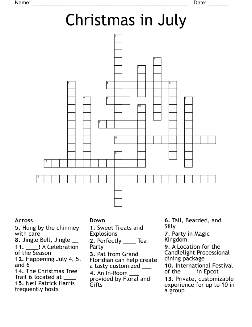 Christmas In July Crossword - Wordmint with Christmas in July Word Search Printable Free