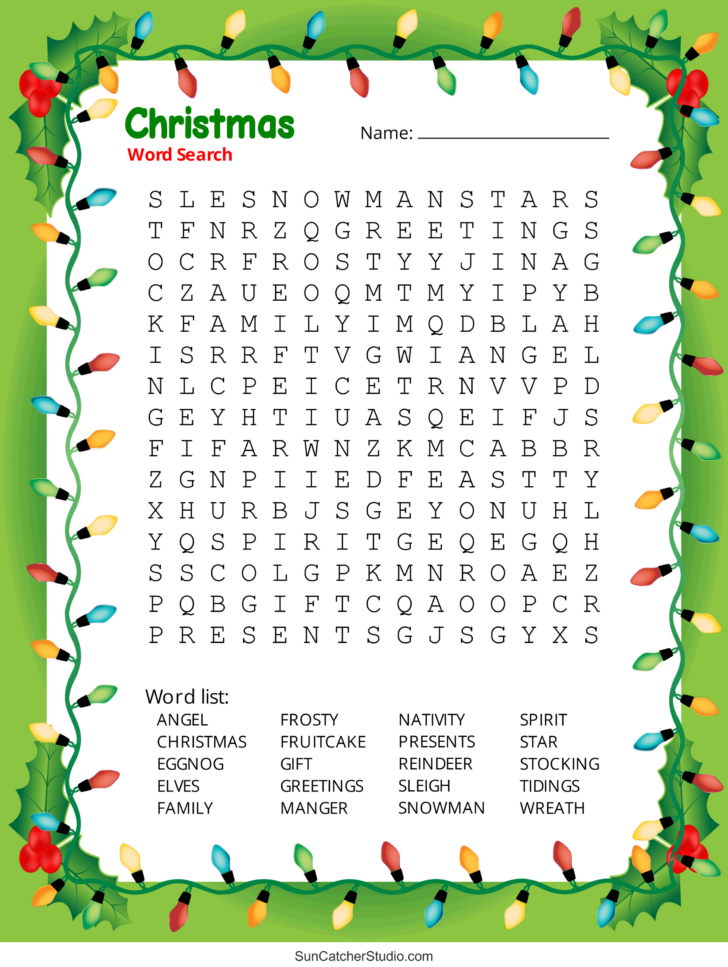 Christmas Word Search For Adults Printable